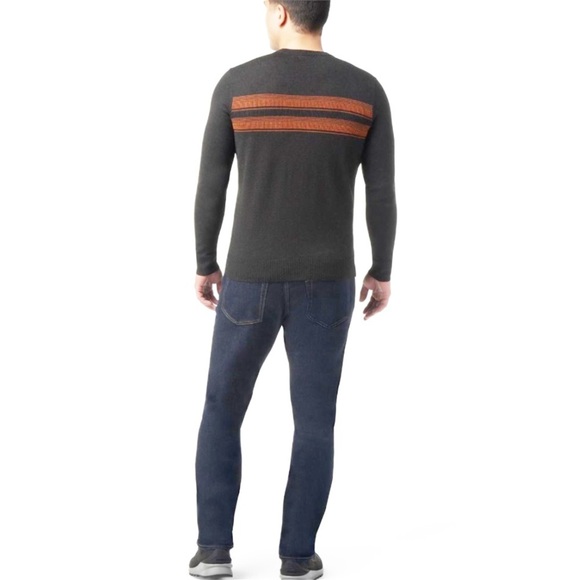 SmartWool Men's XL Sparwood Stripe Crew Sweater Charcoal Heather Maroon - Picture 7 of 11